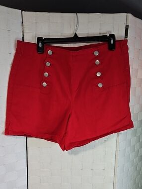 No Boundaries High-Waist Red Button Sailor Shorts
